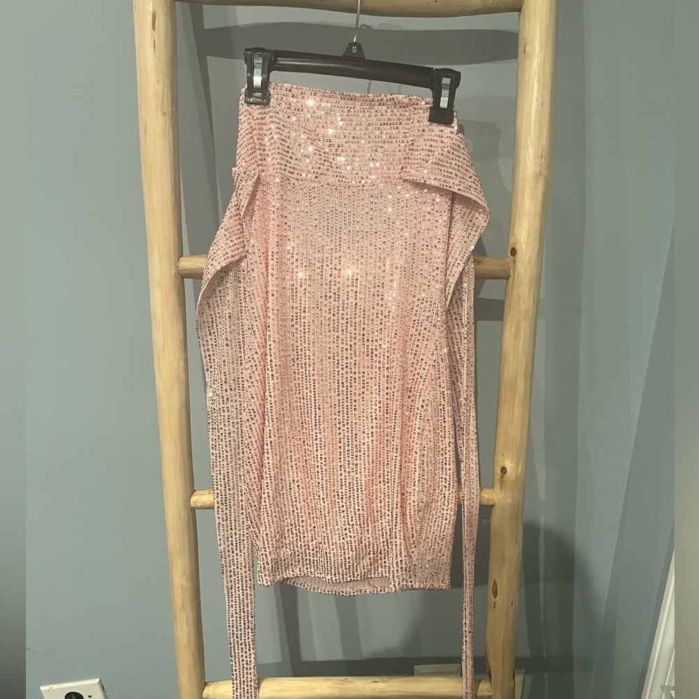 Pink sequin Lucy in the sky halter dress.